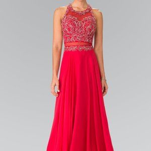 Crew Neck Sleeveless A-Line Prom Dress GSGL2347
